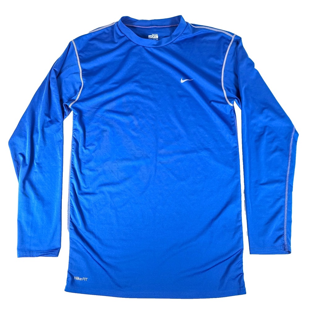 Vintage Nike Pro Dri-Fit Shirt Men 2XL Blue Wicking Compression Fit Dry y2k 90s